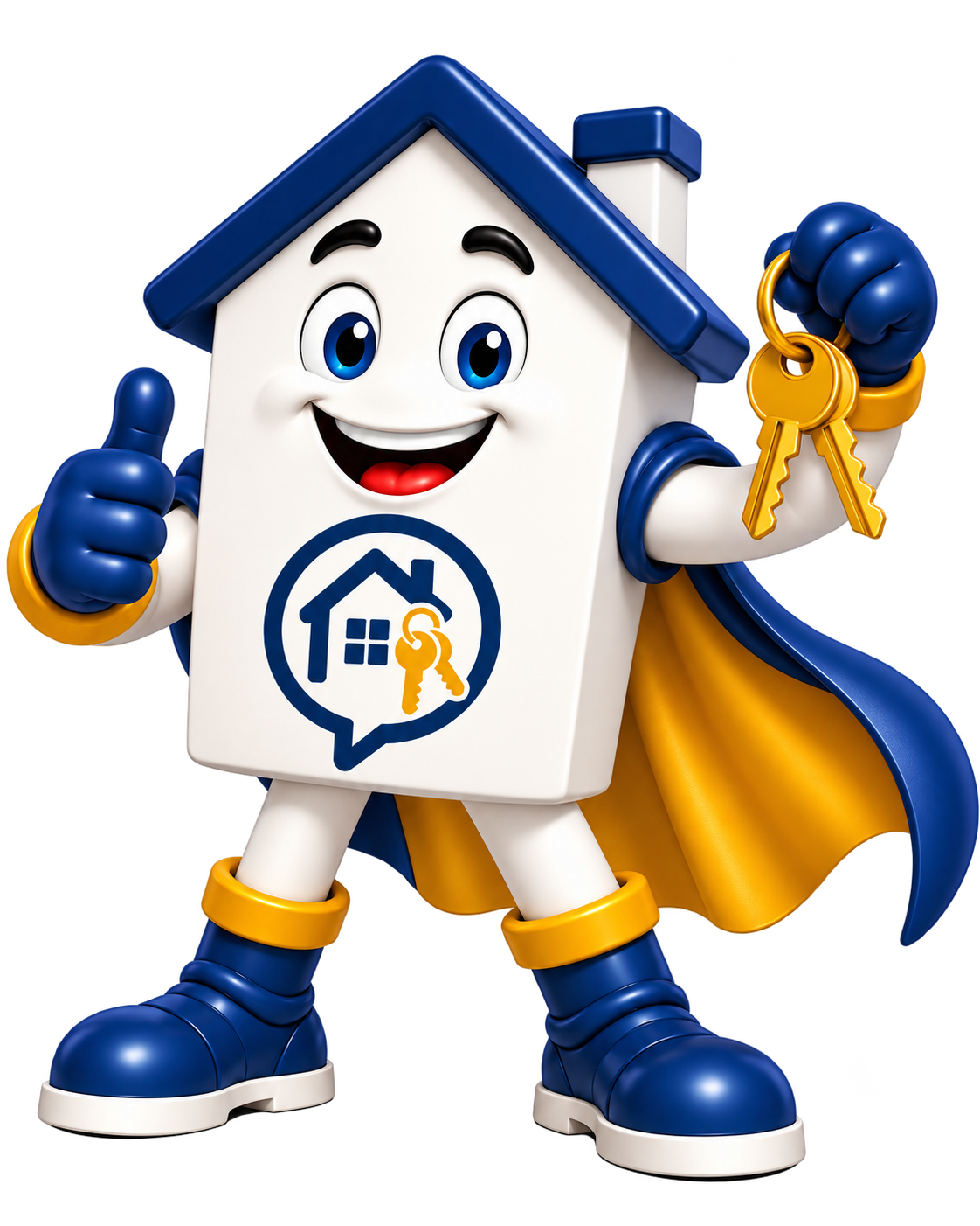 Landlord Helpline house mascot holding gold keys